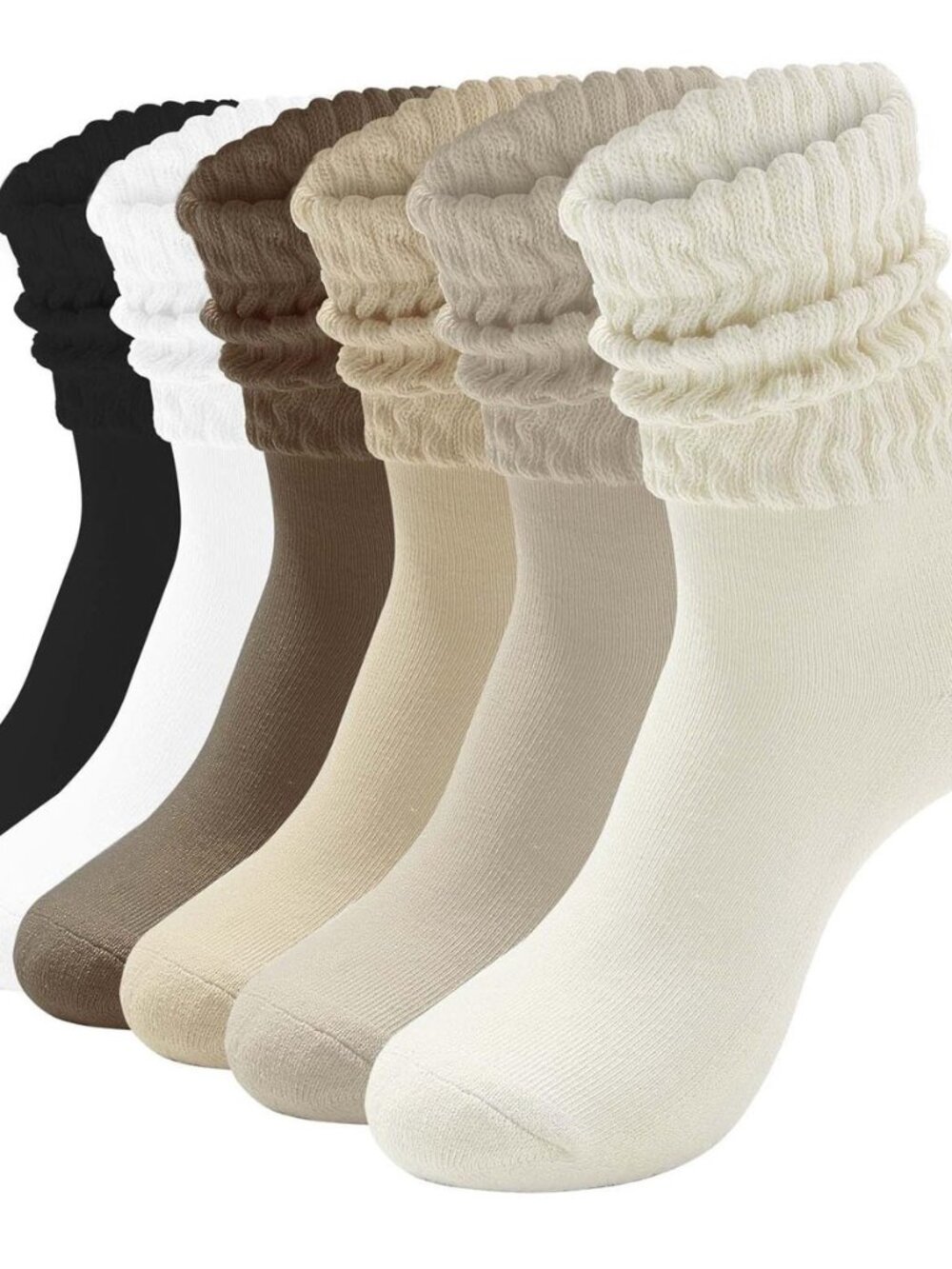 Women's Slouchy Crew Socks White Cushioned Scrunch Boot Sock